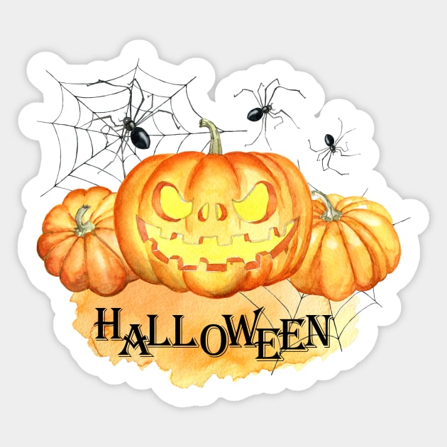 Halloween, watercolor pumpkins, spider web Sticker by Simple Wishes Art